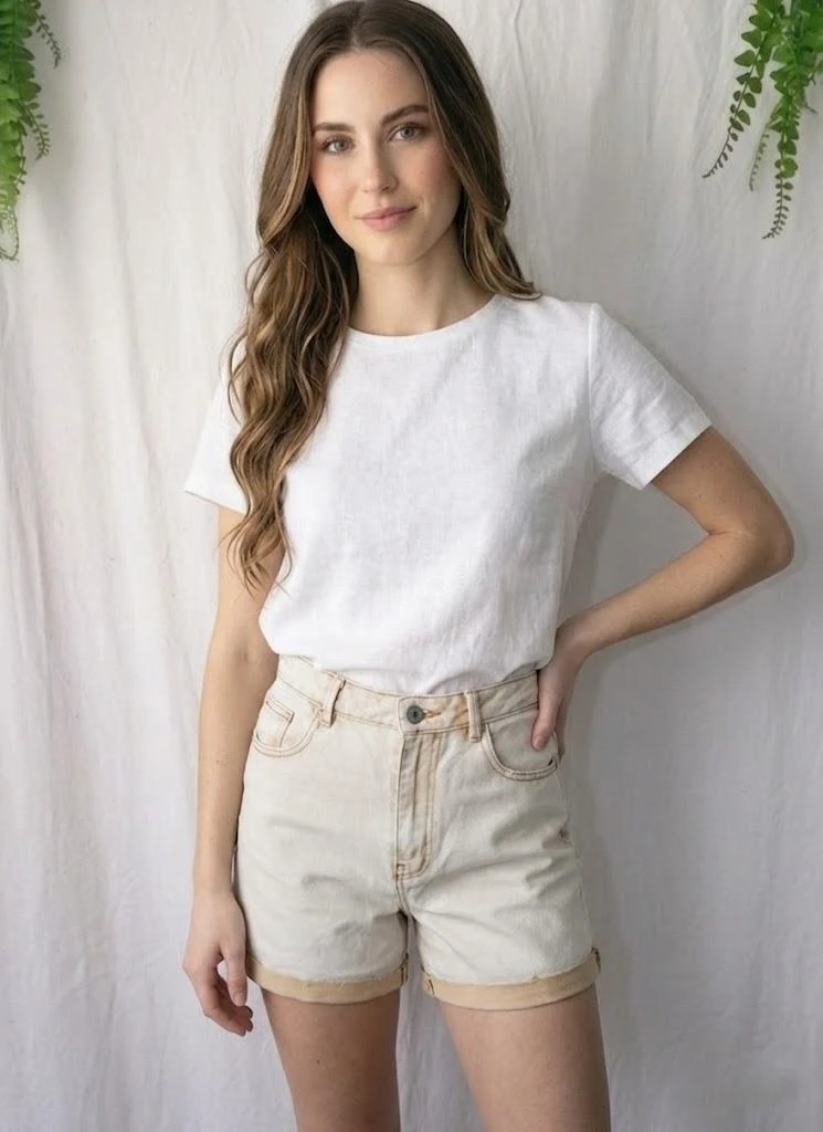 Shorts jeans de cintura alta com lavagem pêssego modelo vintage Marcel "Promod" – photo 8